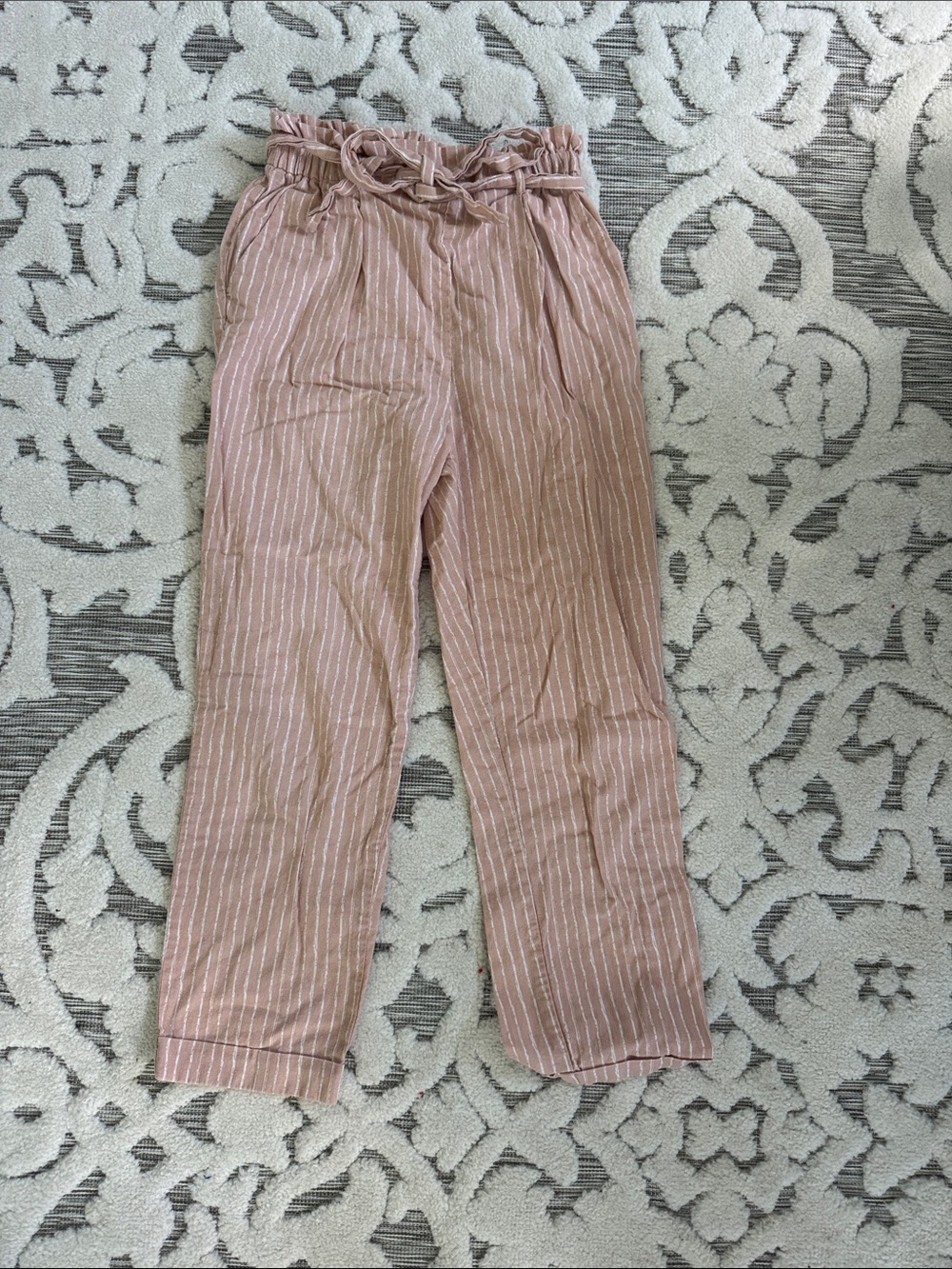 Women’s Pink Striped Tied High Waist Capri’s